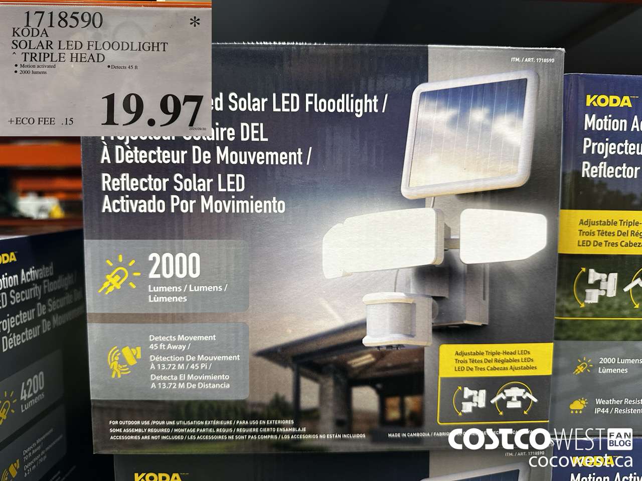 1718590 KODA SOLAR LED FLOODLIGHT TRIPLE HEAD $19.97