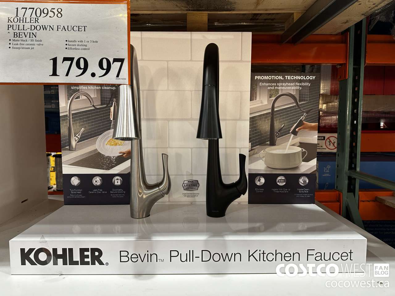 1770958 KOHLER PULL-DOWN FAUCET BEVIN $179.97