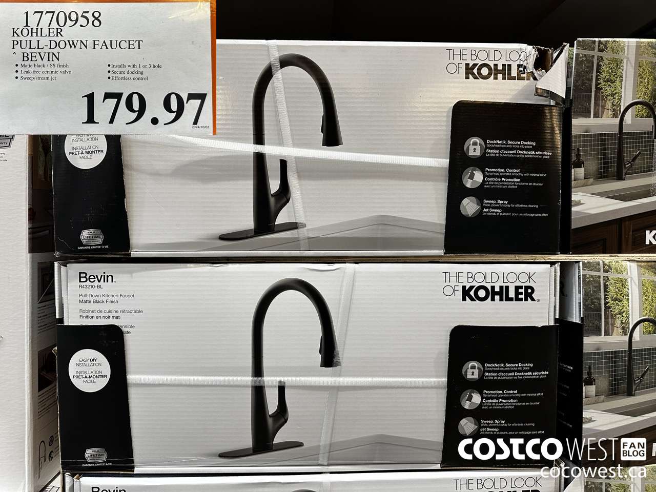 1770958 KOHLER PULL-DOWN FAUCET BEVIN $179.97