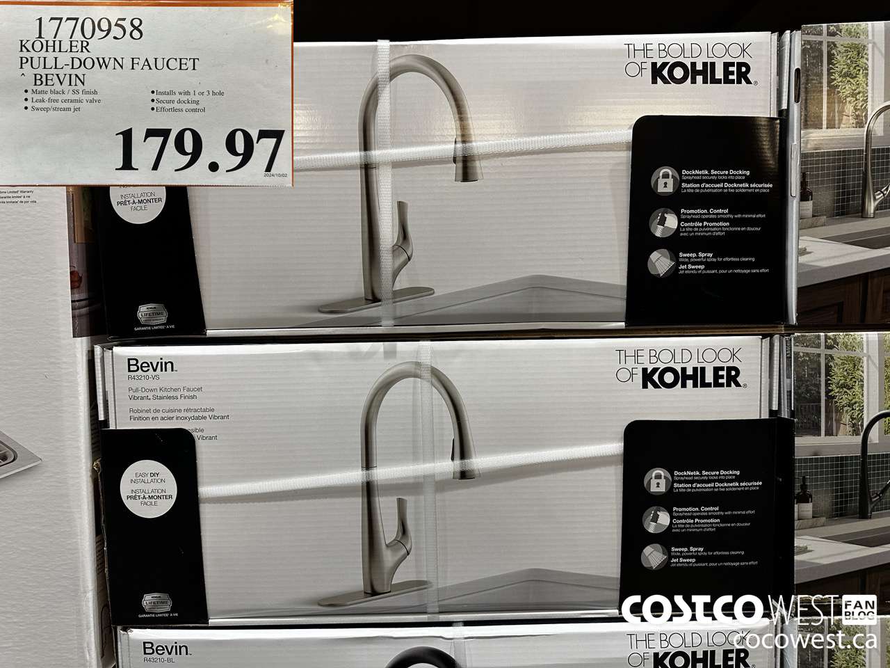 1770958 KOHLER PULL-DOWN FAUCET BEVIN $179.97