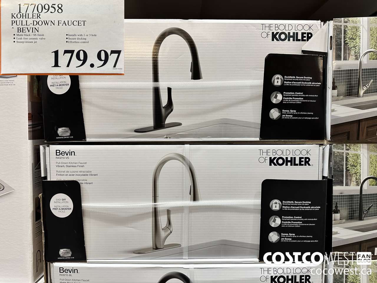 1770958 KOHLER PULL-DOWN FAUCET BEVIN $179.97