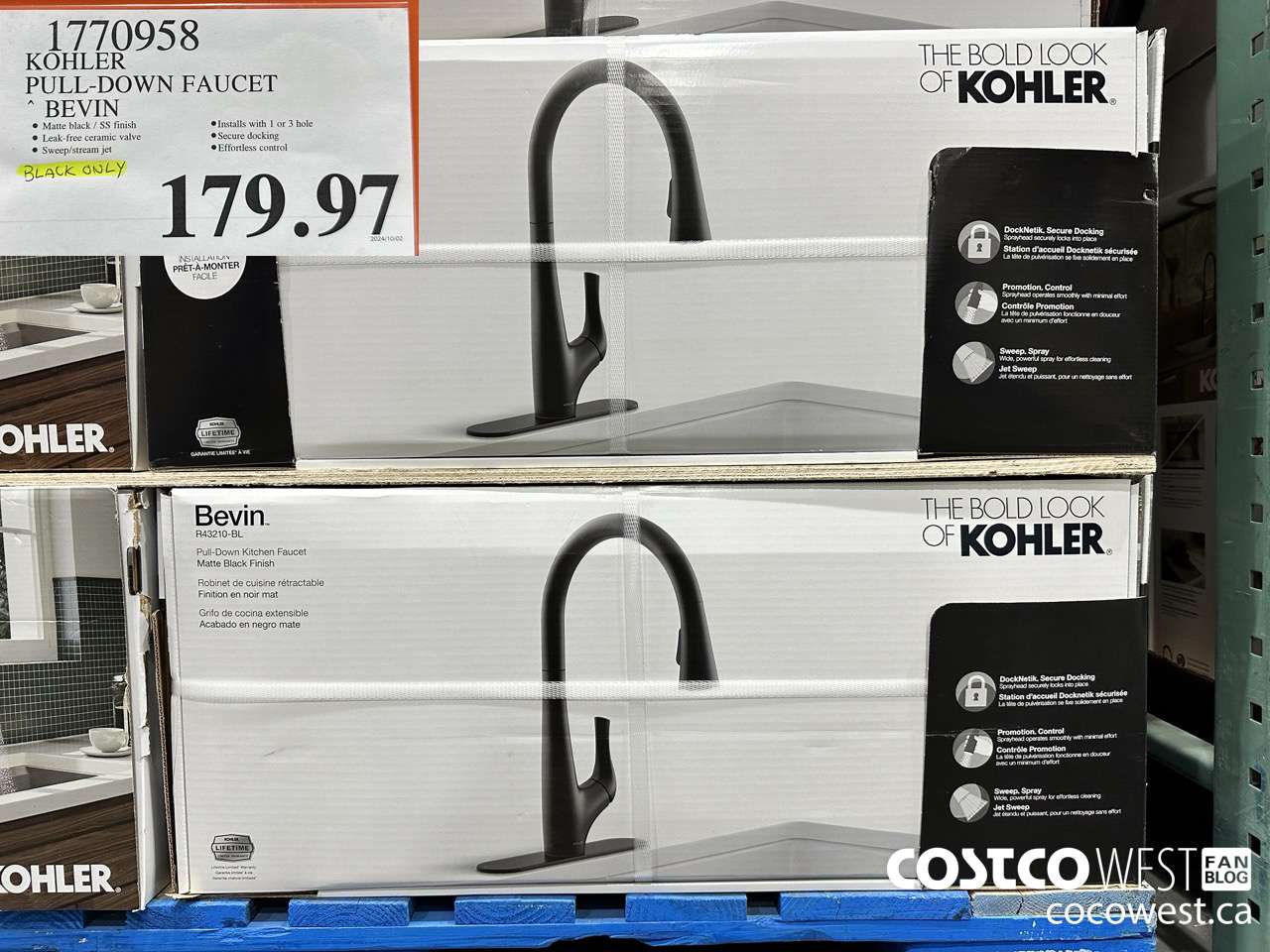 1770958 KOHLER PULL-DOWN FAUCET BEVIN $179.97