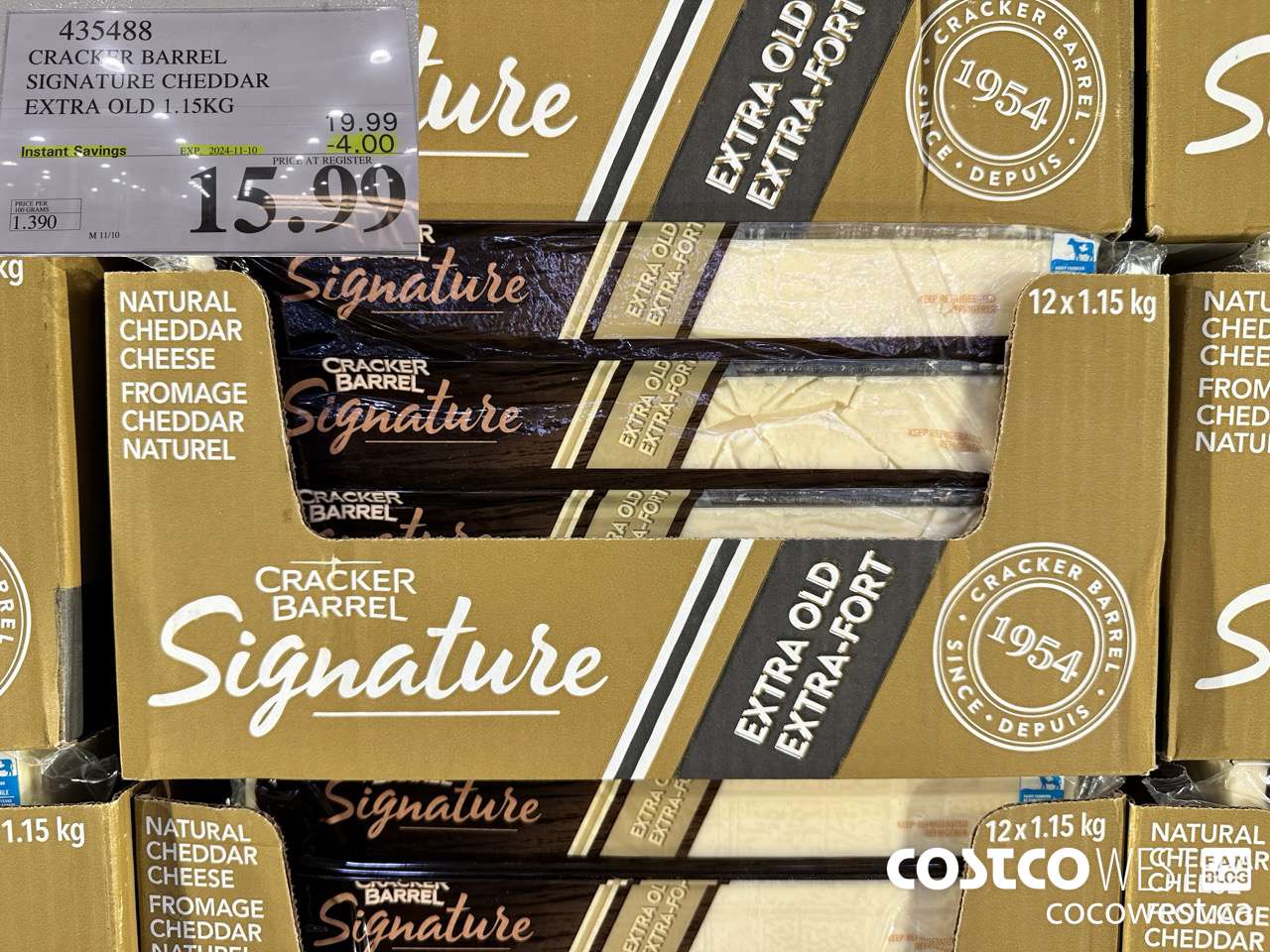 435488 KRAFT EXTRA OLD CHEDDAR 1.15 KG ($4.00 INSTANT SAVINGS EXPIRES ON 2024-11-10) $15.99