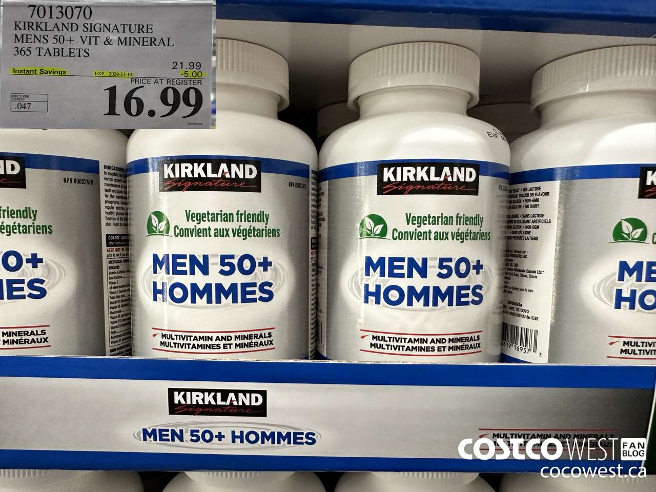 7013070 KS MENS 50+ MULTIVITAMIN & MINERAL 365 TABLETS ($5.00 INSTANT SAVINGS EXPIRES ON 2024-11-10) $16.99