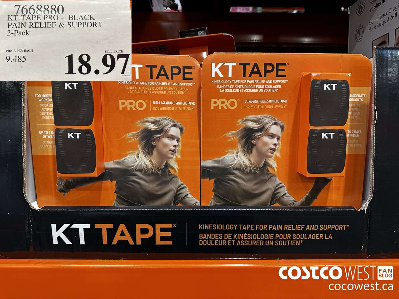 7668880 KT TAPE PRO BLACK PAIN RELIEF & SUPPORT 2-PACK $18.97