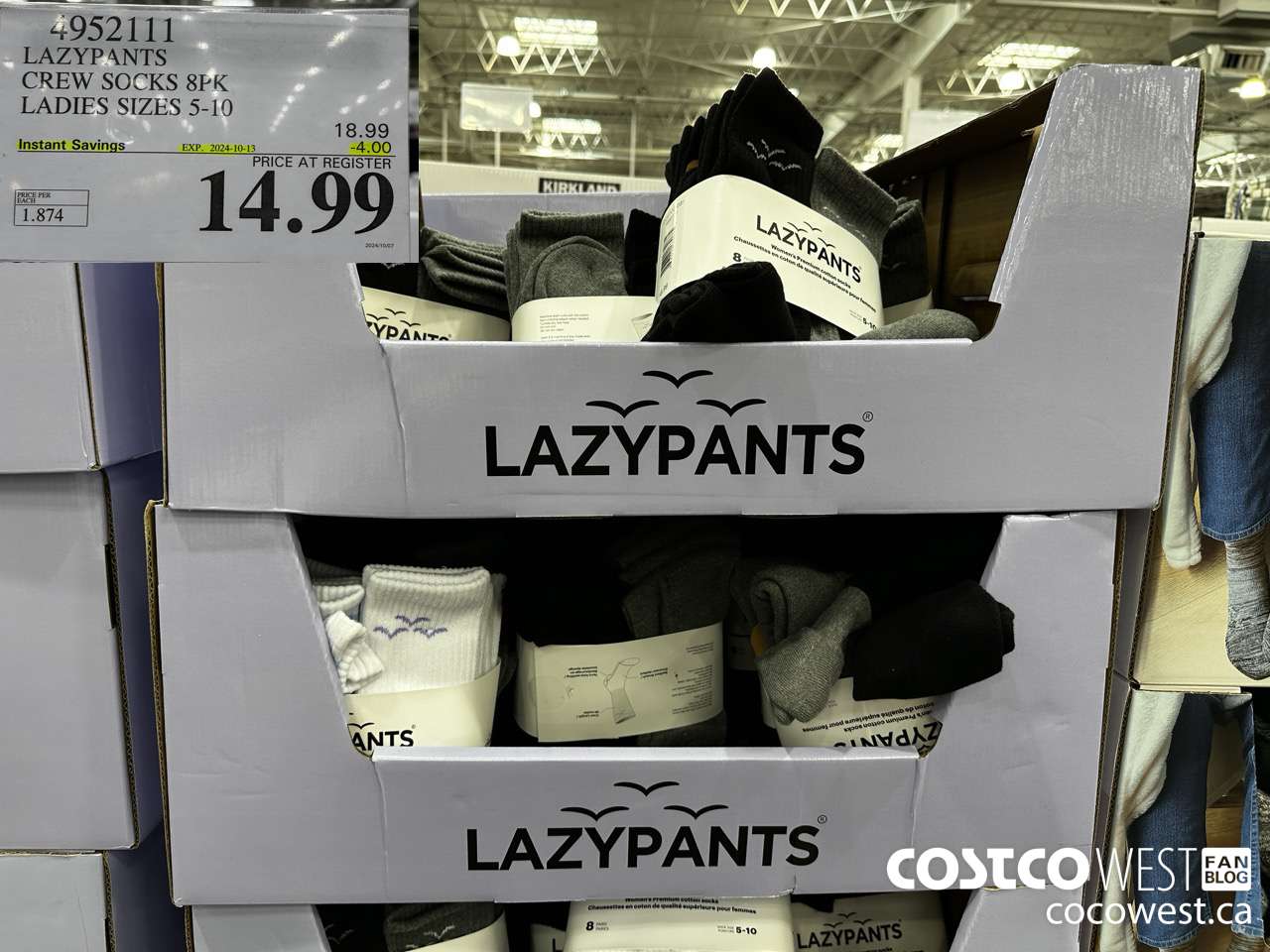 4952111 LAZYPANTS CREW SOCKS 8PK LADIES SIZES 5-10 ($4.00 INSTANT SAVINGS EXPIRES ON 2024-10-13) $14.99