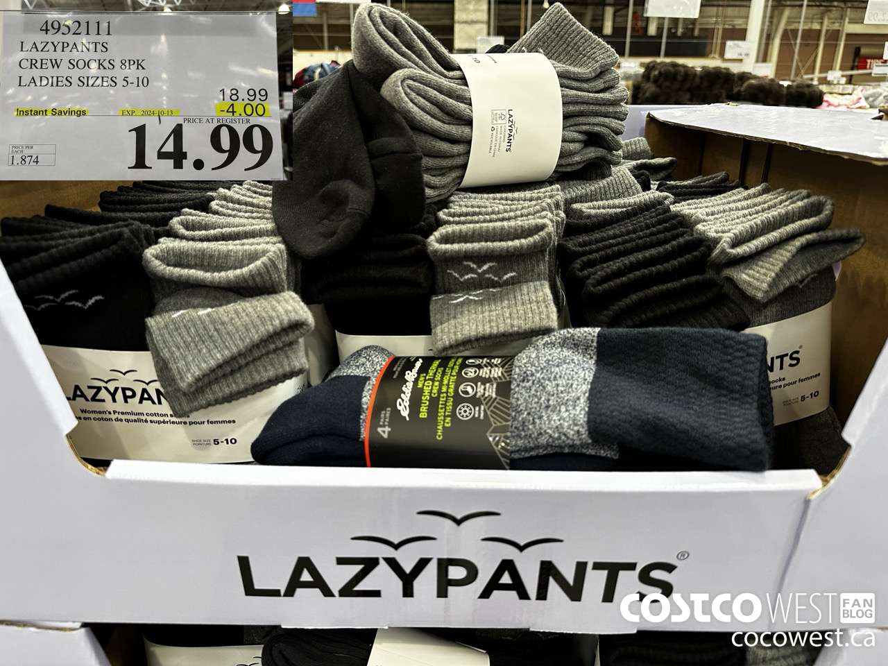 4952111 LAZYPANTS CREW SOCKS 8PK LADIES SIZES 5-10 ($4.00 INSTANT SAVINGS EXPIRES ON 2024-10-13) $14.99