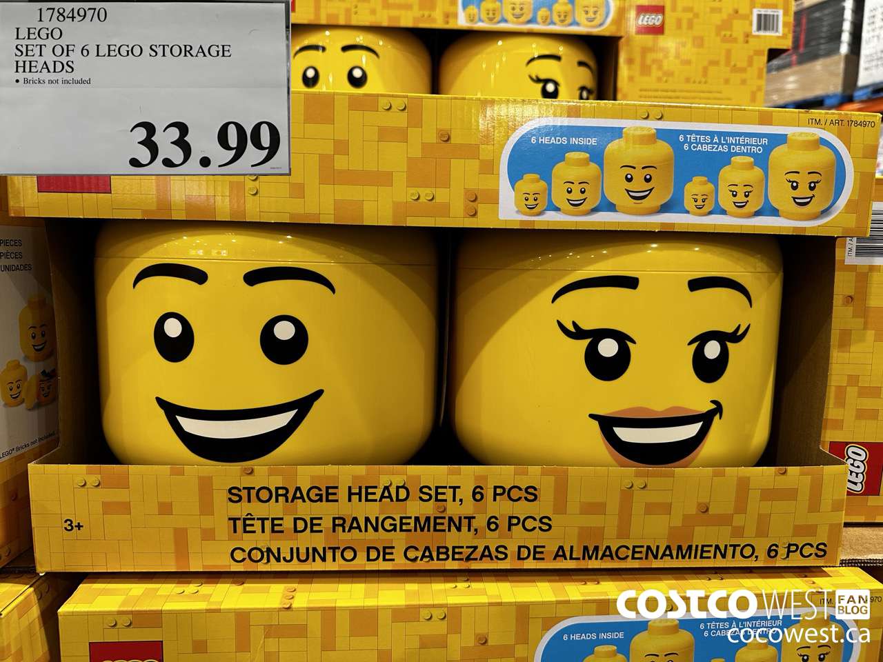 1784970 LEGO SET OF 6 LEGO STORAGE HEADS $33.99