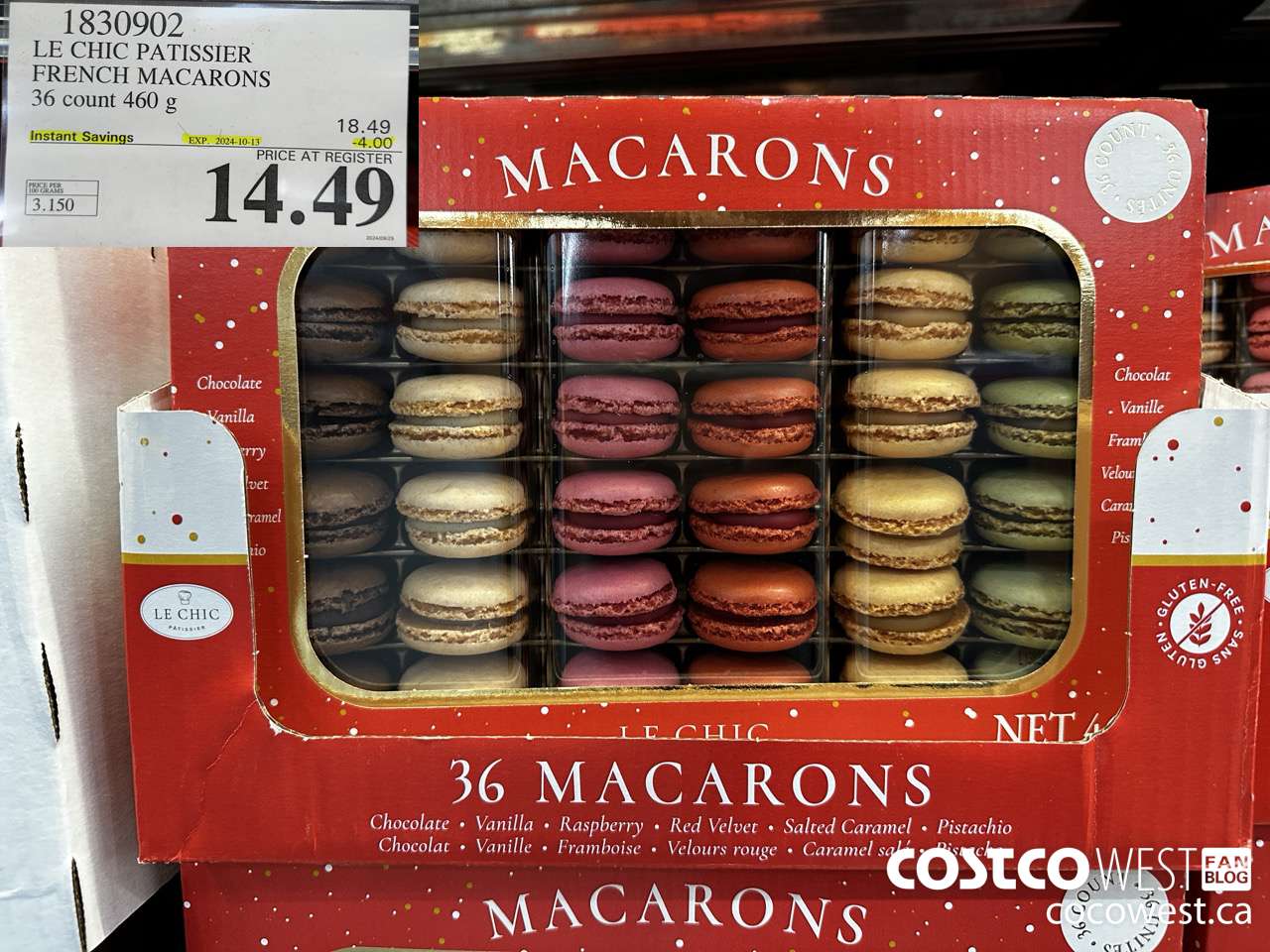 1830902 LE CHIC PATISSIER FRENCH MACARONS 36 COUNT 460G ($4.00 INSTANT SAVINGS EXPIRES ON 2024-10-13) $14.49