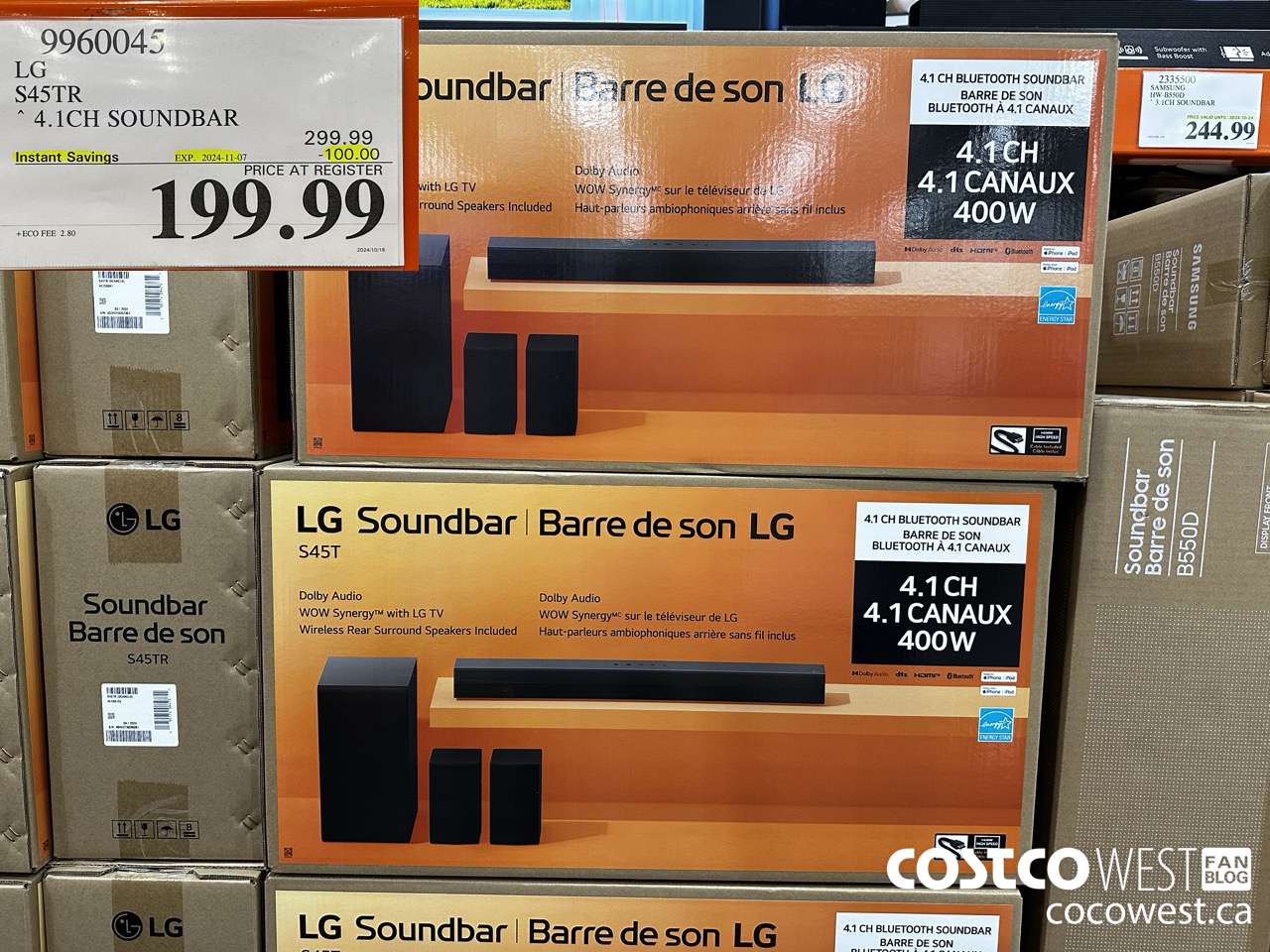 9960045 LG S45TR 4.1CH SOUNDBAR ($100.00 INSTANT SAVINGS EXPIRES ON 2024-11-07) $199.99
