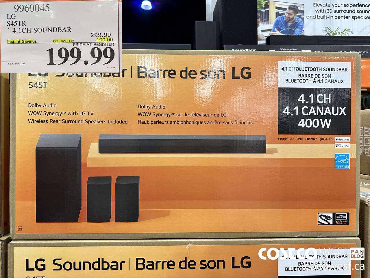 9960045 LG S45TR 4.1CH SOUNDBAR ($100.00 INSTANT SAVINGS EXPIRES ON 2024-11-07) $199.99