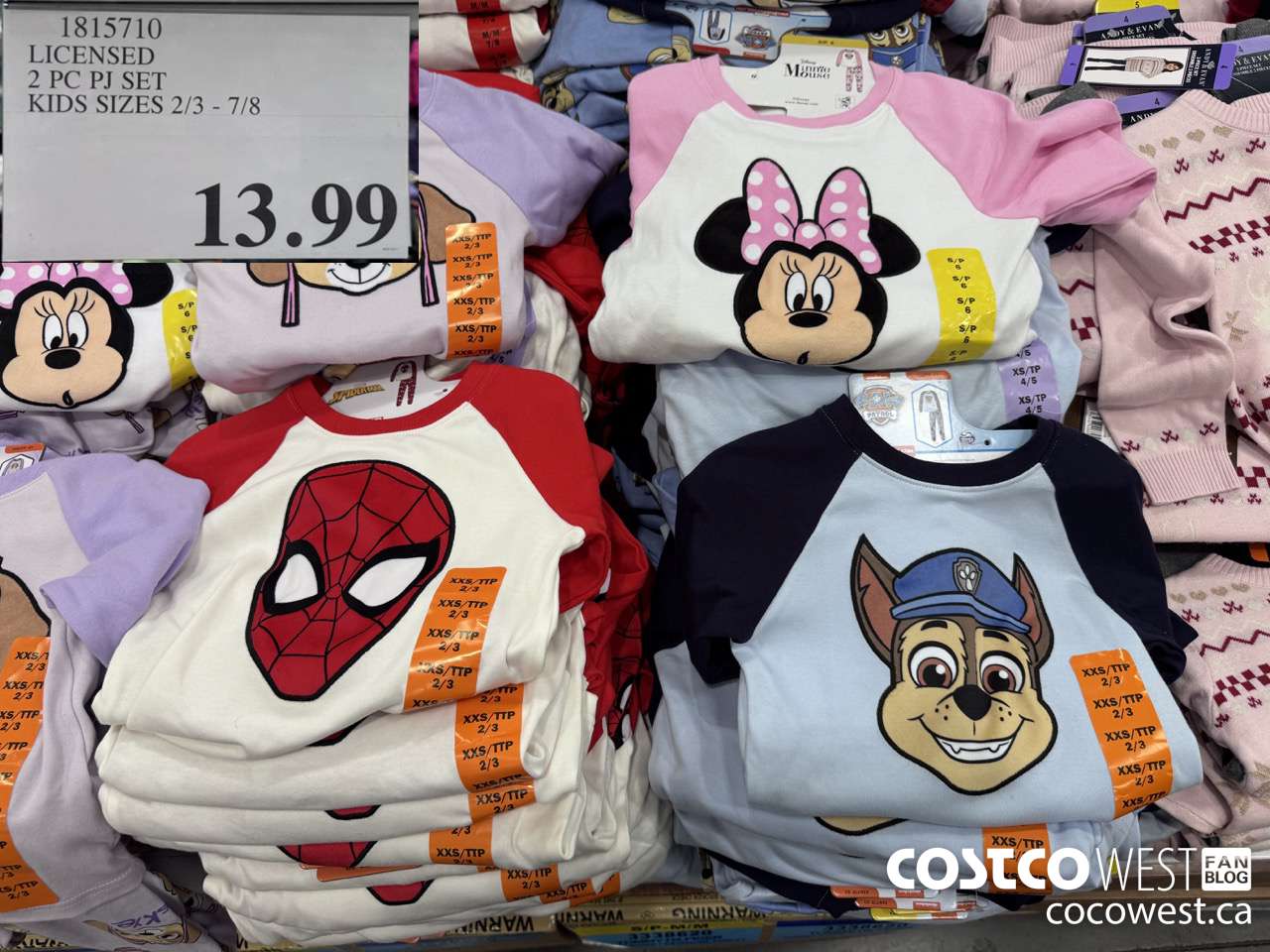 1815710 LICENSED 2 PC PJ SET KIDS SIZES 2/3-7/9 $13.99