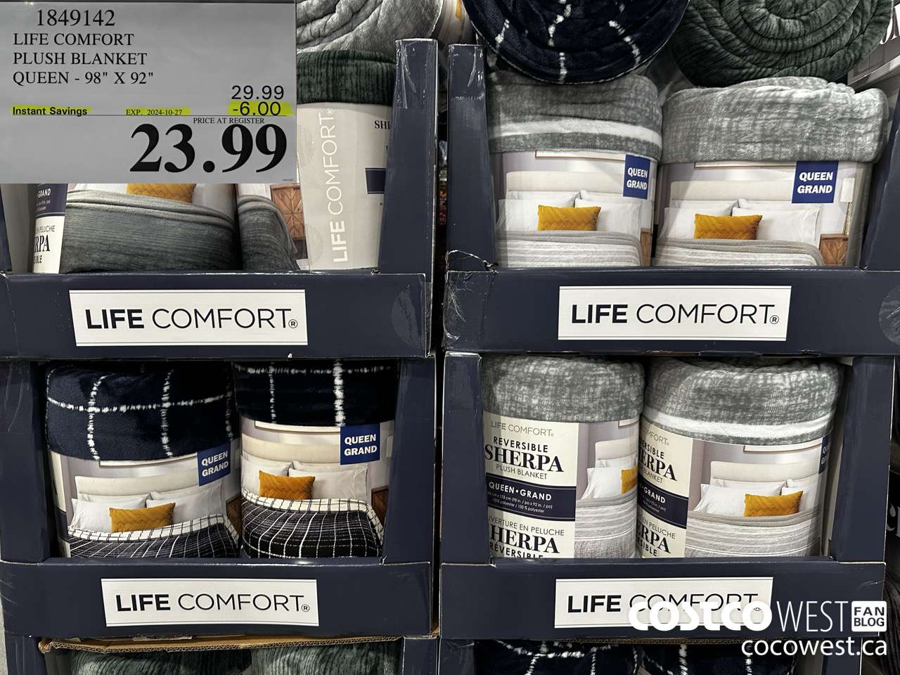 1849142 LIFE COMFORT PLUSH BLANKET QUEEN 98