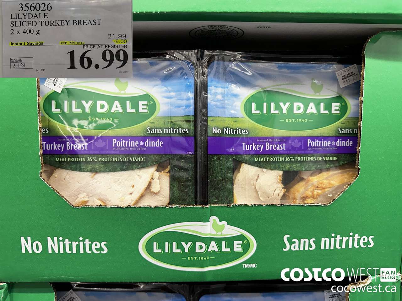 356026 LILYDALE SLICED TURKEY BREAST 2 x 400 g ($5.00 INSTANT SAVINGS EXPIRES ON 2024-10-13) $16.99