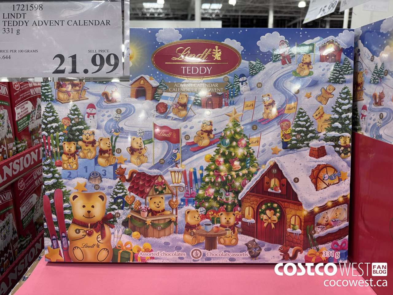 1721598 LINDT TEDDY ADVENT CALENDAR 331G $21.99