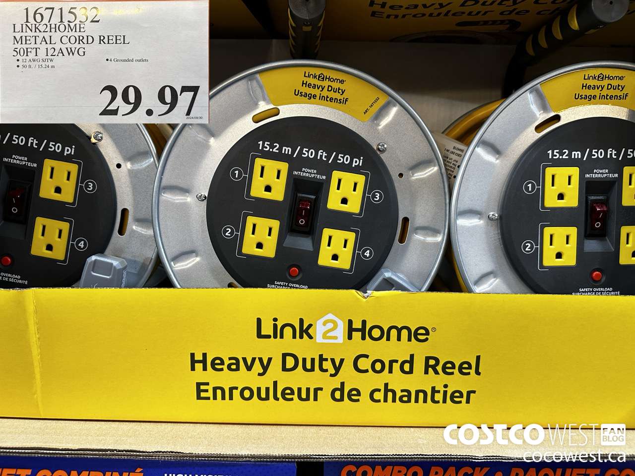 1671532 LINK2HOME METAL CORD REEL 50FT 12AWG $29.97
