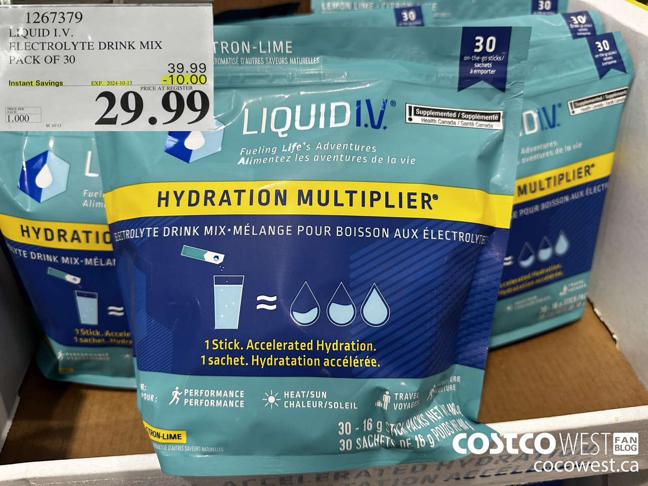 1267379 LIQUID ELECTROLYTE DRINK MIX PACK OF 30 ($10.00 INSTANT SAVINGS EXPIRES ON 2024-10-13) $29.99