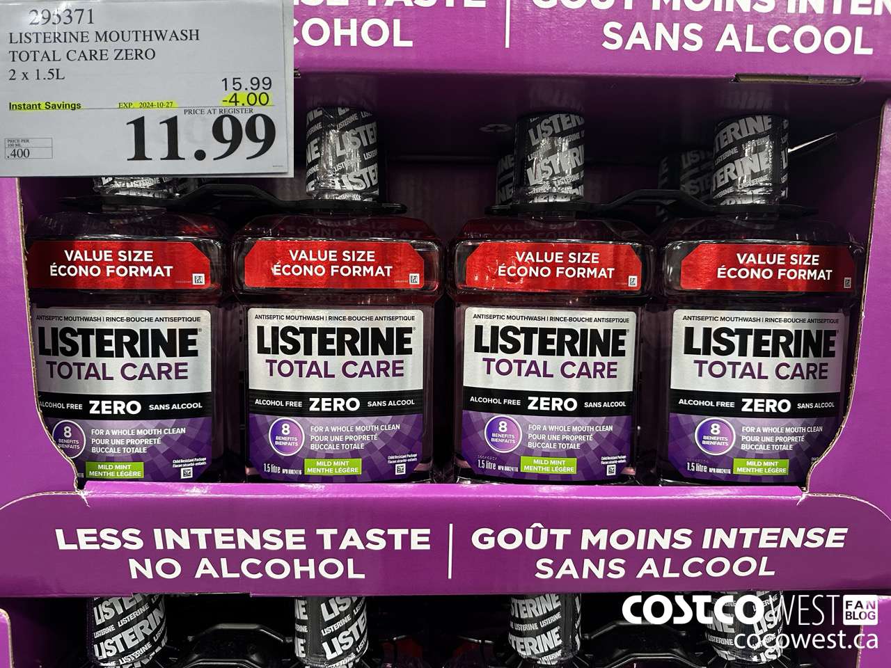 295371 LISTERINE MOUTHWASH TOTAL CARE ZERO 2 X 1.5L ($4.00 INSTANT SAVINGS EXPIRES ON 2024-10-27) $11.99