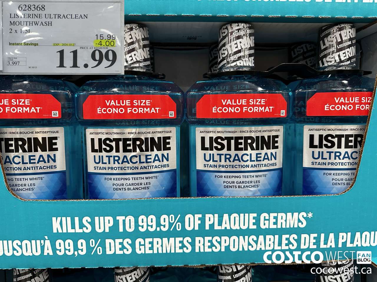 628368 LISTERINE ULTRACLEAN MOUTHWASH 2 X 1.5L ($4.00 INSTANT SAVINGS EXPIRES ON 2024-10-27) $11.99