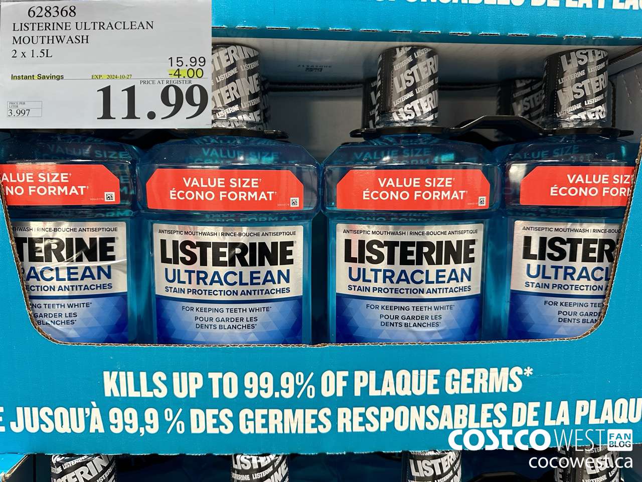 628368 LISTERINE ULTRACLEAN MOUTHWASH 2 X 1.5L ($4.00 INSTANT SAVINGS EXPIRES ON 2024-10-27) $11.99