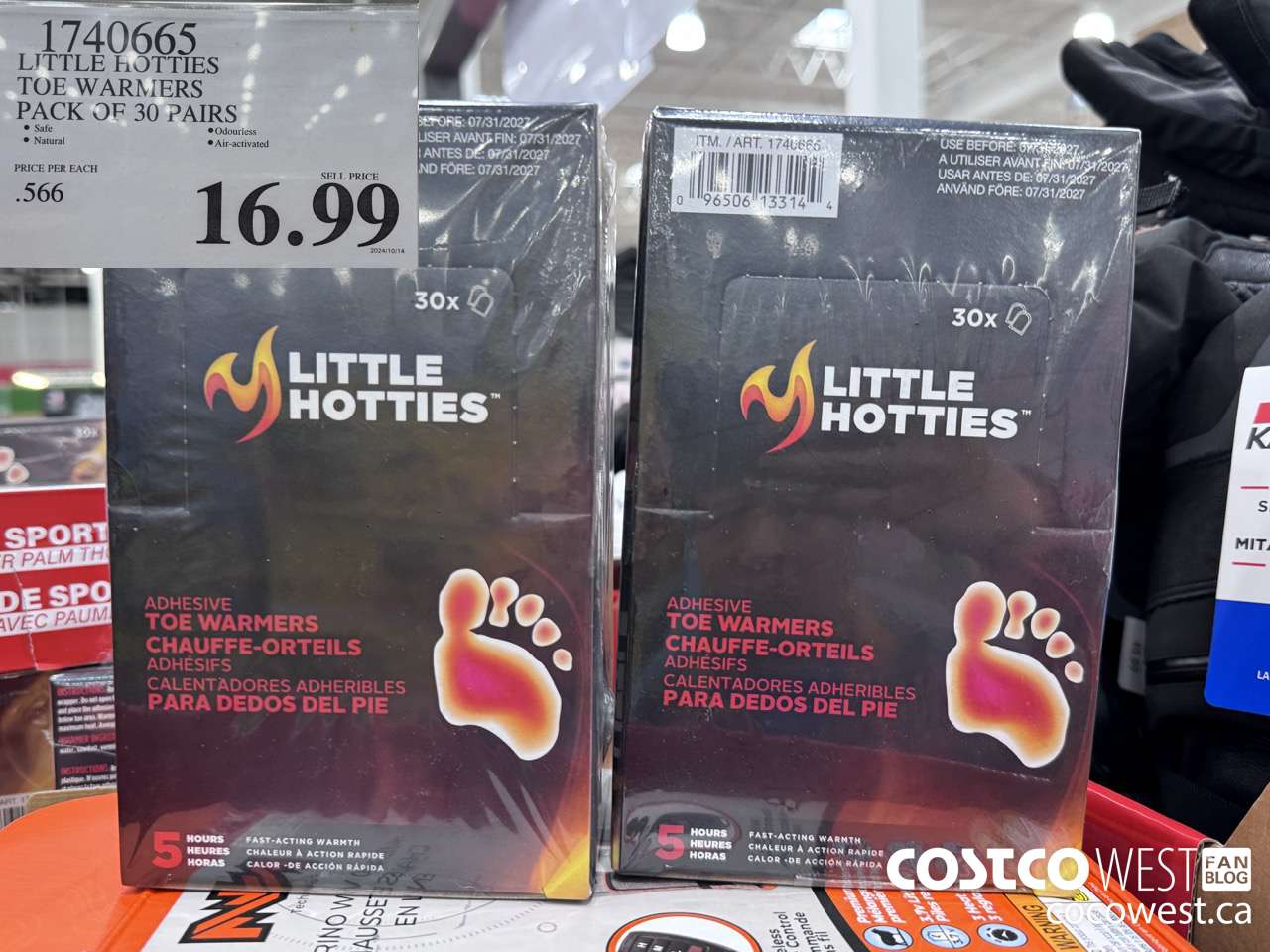 1740665 LITTLE HOTTIES TOE WARMERS PACK OF 30 PAIRS $16.99