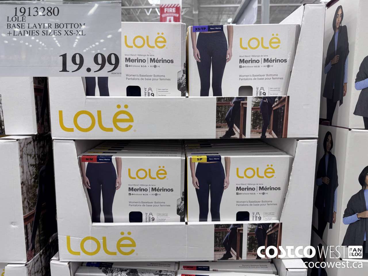 1913280 LOLE BASE LAYER BOTTOM LADIES SIZES XS-XL $19.99