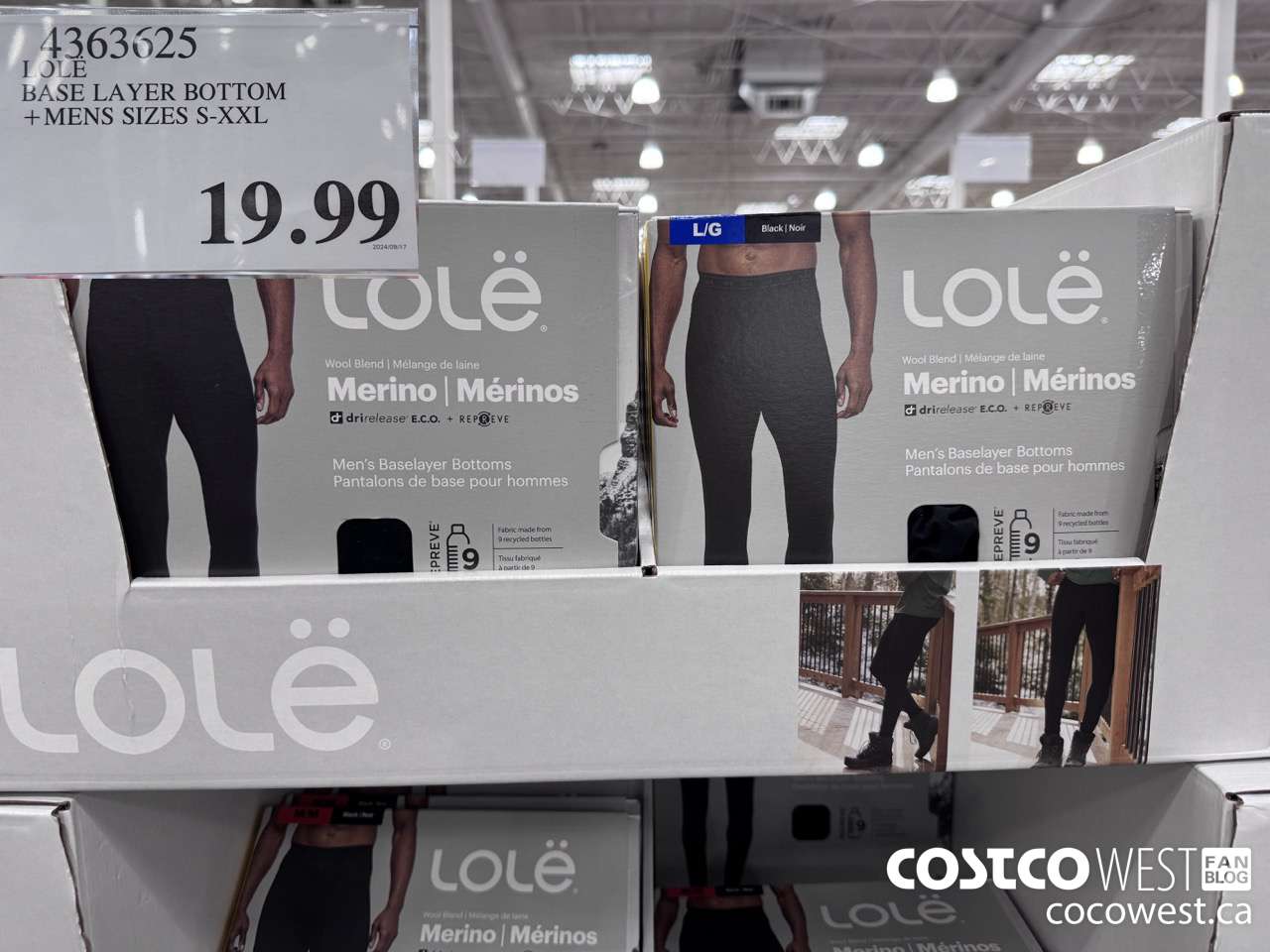 4363625 LOLE BASE LAYER BOTTOM MENS SIZES S-XXL $19.99