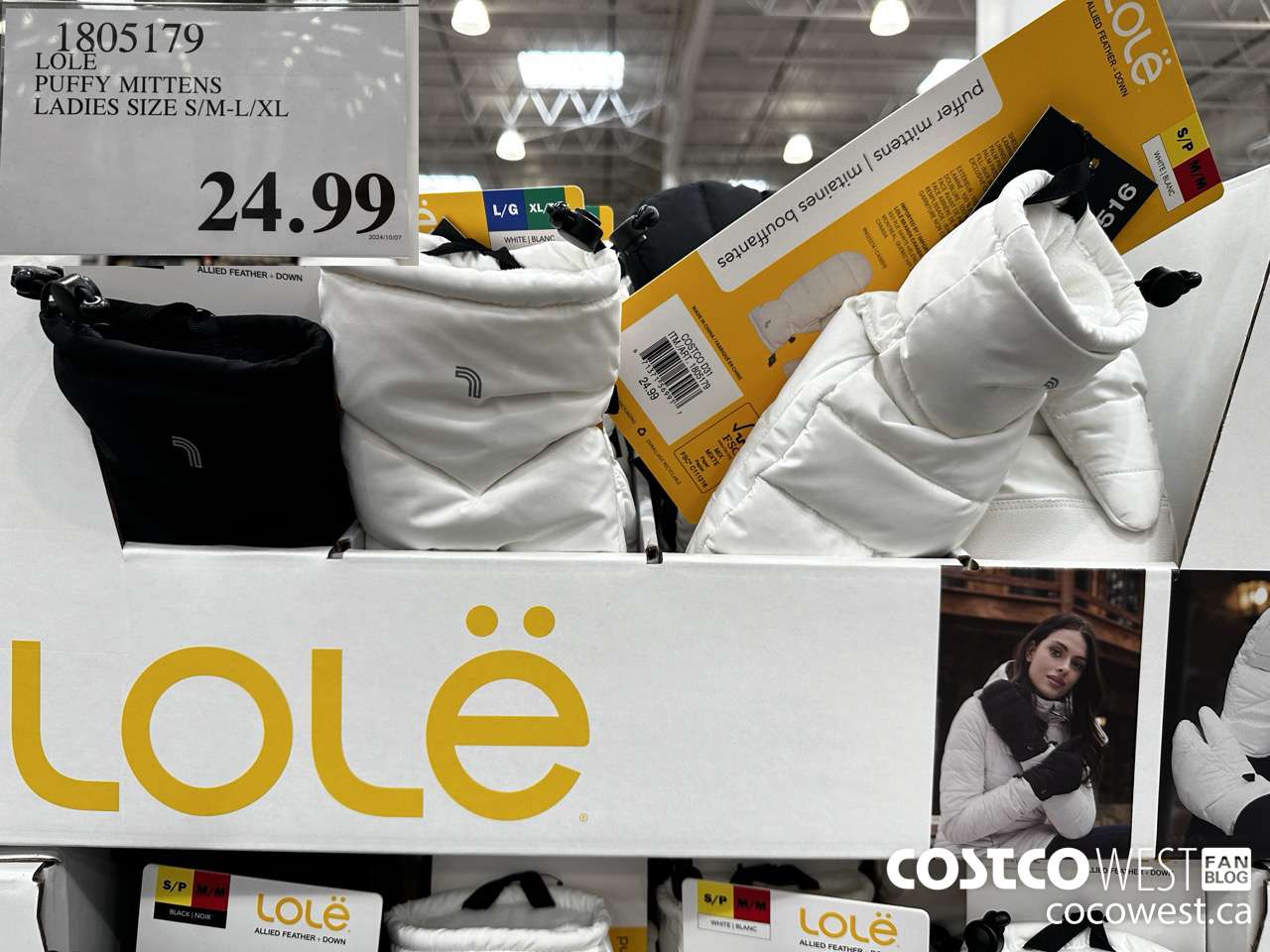 1805179 LOLE PUFFY MITTENS LADIES SIZE S/M-L/XL $24.99