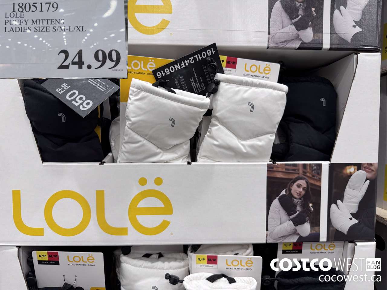 1805179 LOLE PUFFY MITTENS LADIES SIZE S/M-L/XL $24.99