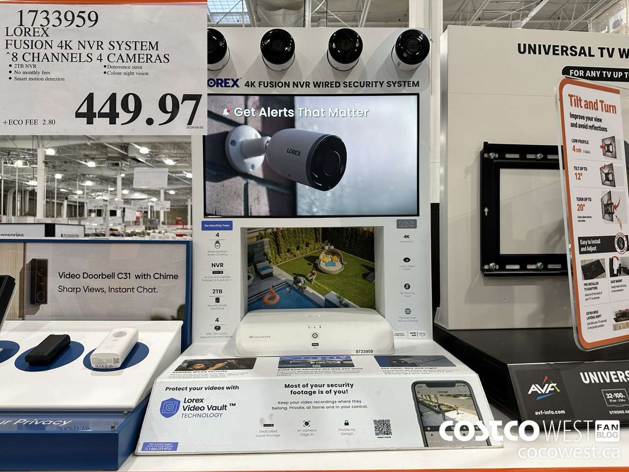 1733959 LOREX FUSION 4K NVR SYSTEM 8 CHANNELS 4 CAMERAS $449.97