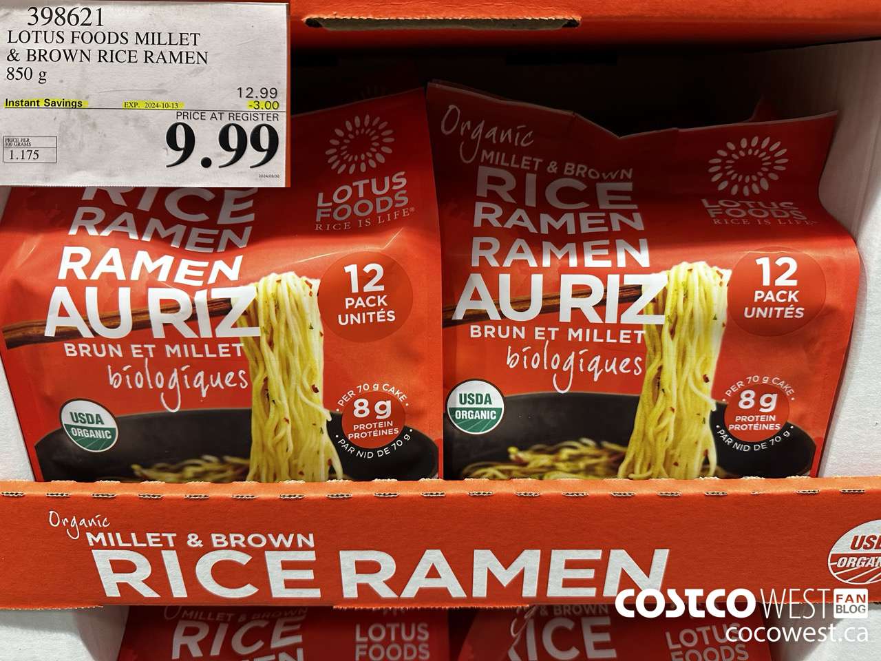 398621 LOTUS FOODS MILLET & BROWN RICE RAMEN 850 g ($3.00 INSTANT SAVINGS EXPIRES ON 2024-10-13) $9.99