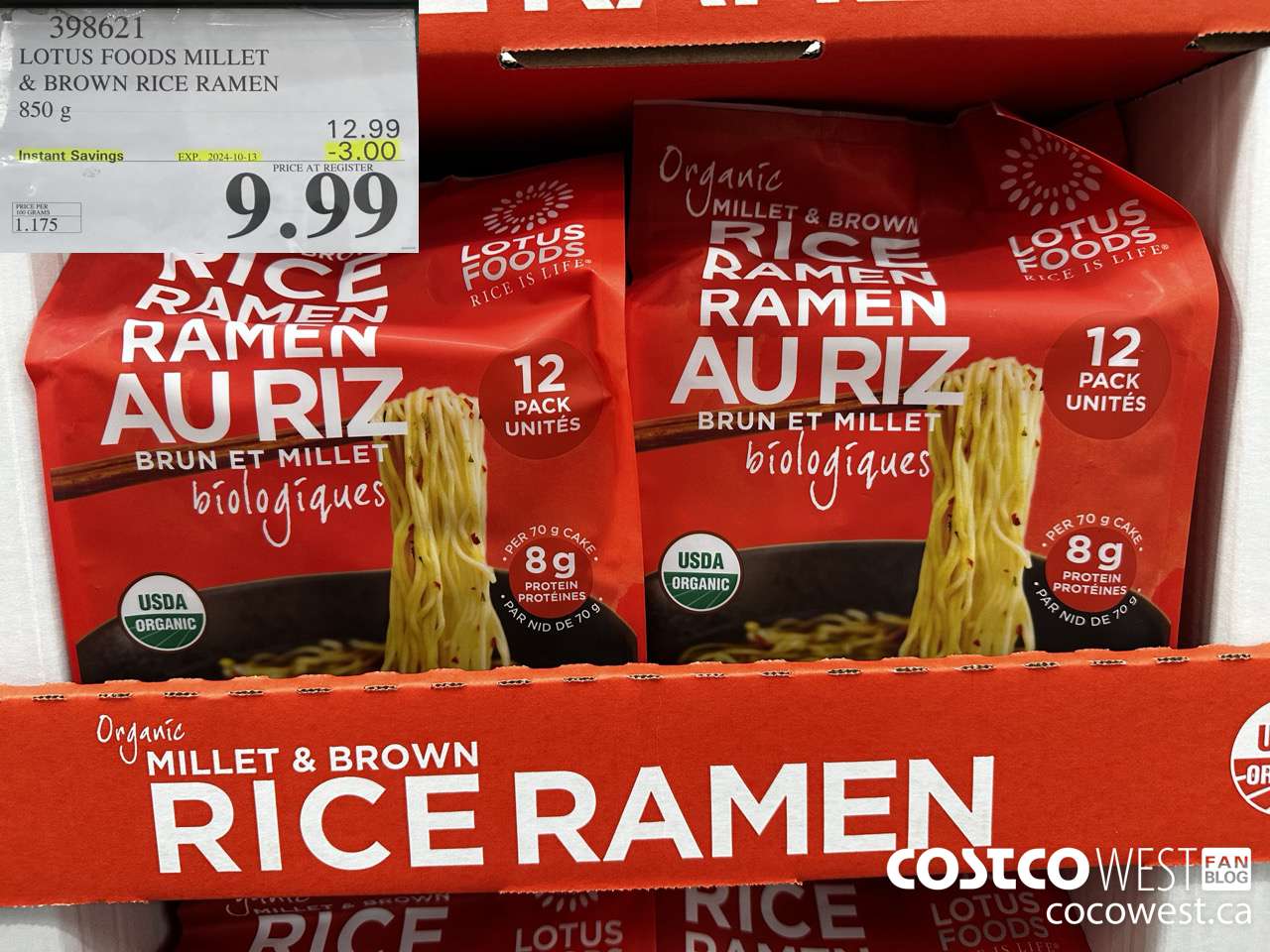 398621 LOTUS FOODS MILLET & BROWN RICE RAMEN 850 g ($3.00 INSTANT SAVINGS EXPIRES ON 2024-10-13) $9.99