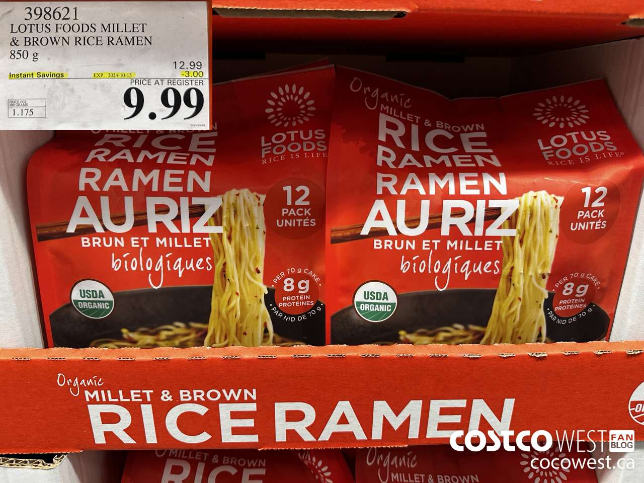 398621 LOTUS FOODS MILLET & BROWN RICE RAMEN 850 g ($3.00 INSTANT SAVINGS EXPIRES ON 2024-10-13) $9.99