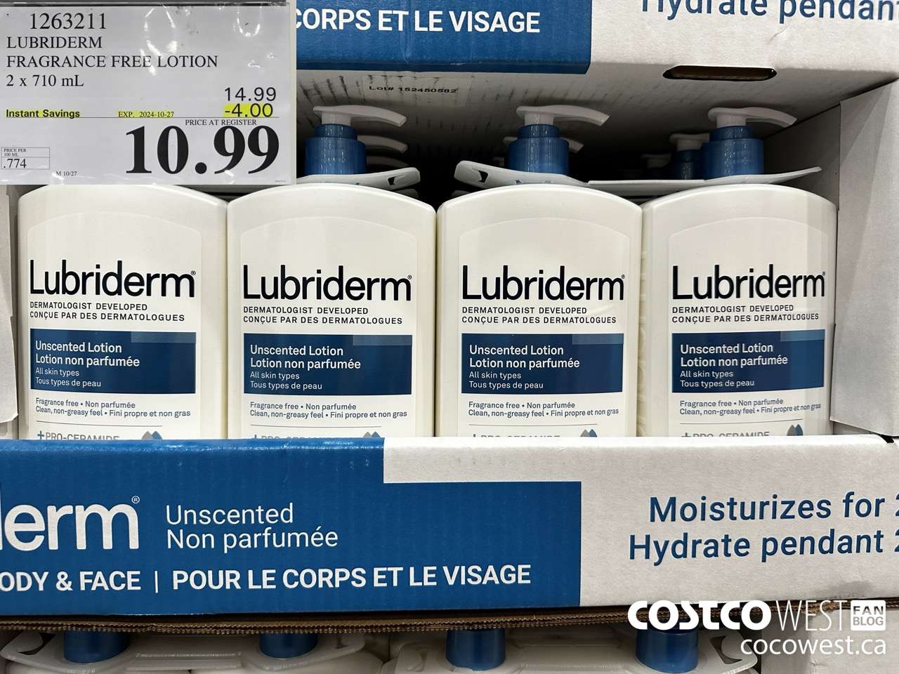 1263211 LUBRIDERM FRAGRANCE FREE LOTION 2 X 710ML ($4.00 INSTANT SAVINGS EXPIRES ON 2024-10-27) $10.99