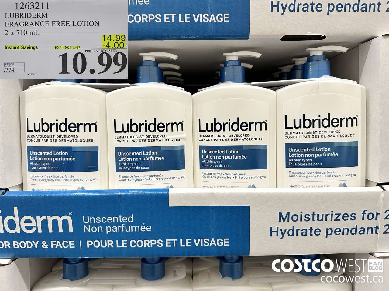 1263211 LUBRIDERM FRAGRANCE FREE LOTION 2 X 710ML ($4.00 INSTANT SAVINGS EXPIRES ON 2024-10-27) $10.99