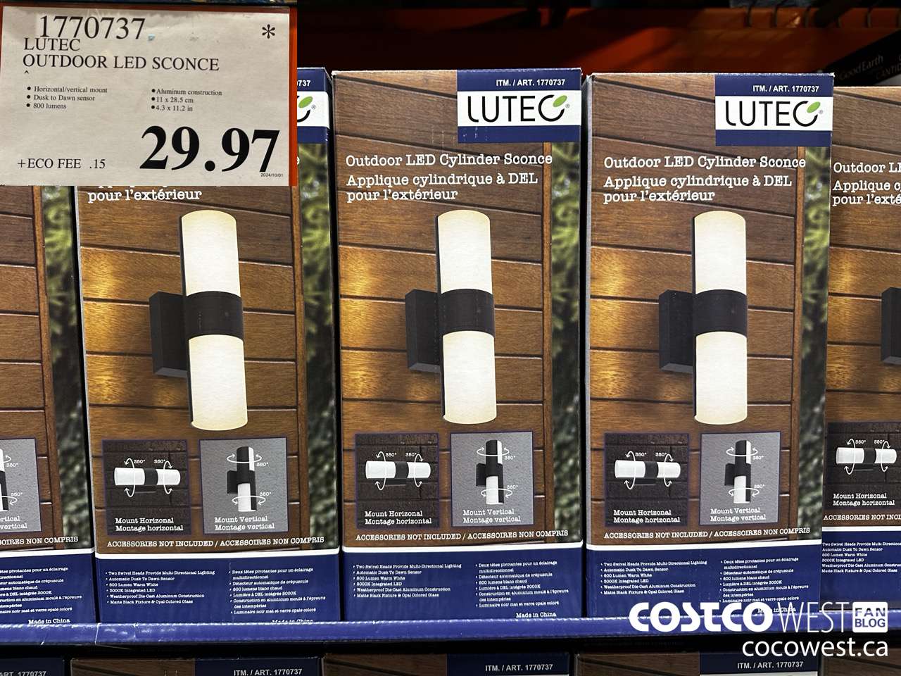 1770737 LUTEC OUTDOOR LED SCONCE $29.97