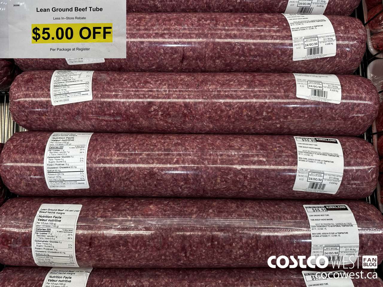 26306 Lean Ground Beef Tube ($5.00 INSTANT SAVINGS)