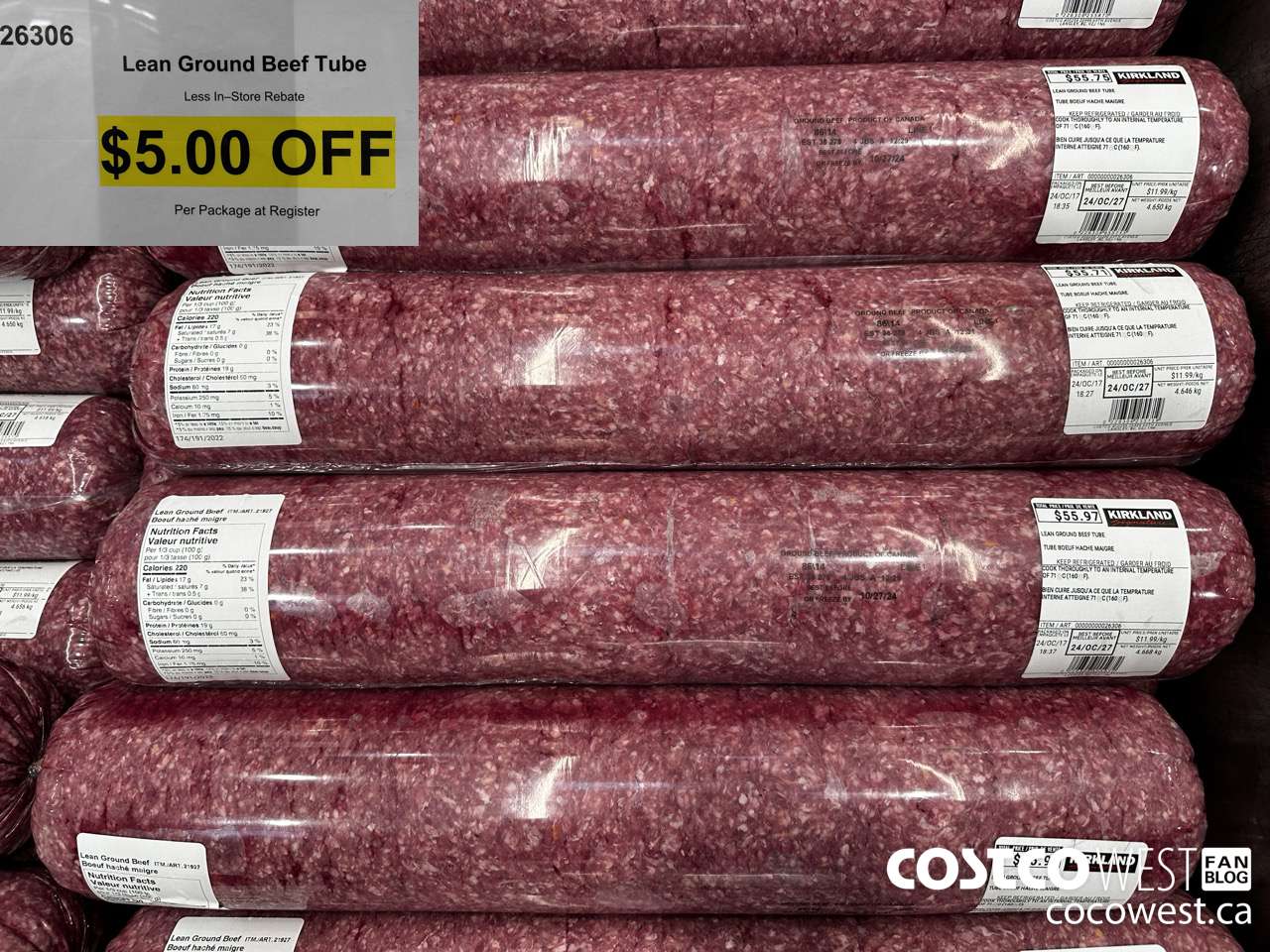 26306 Lean Ground Beef Tube ($5.00 INSTANT SAVINGS)