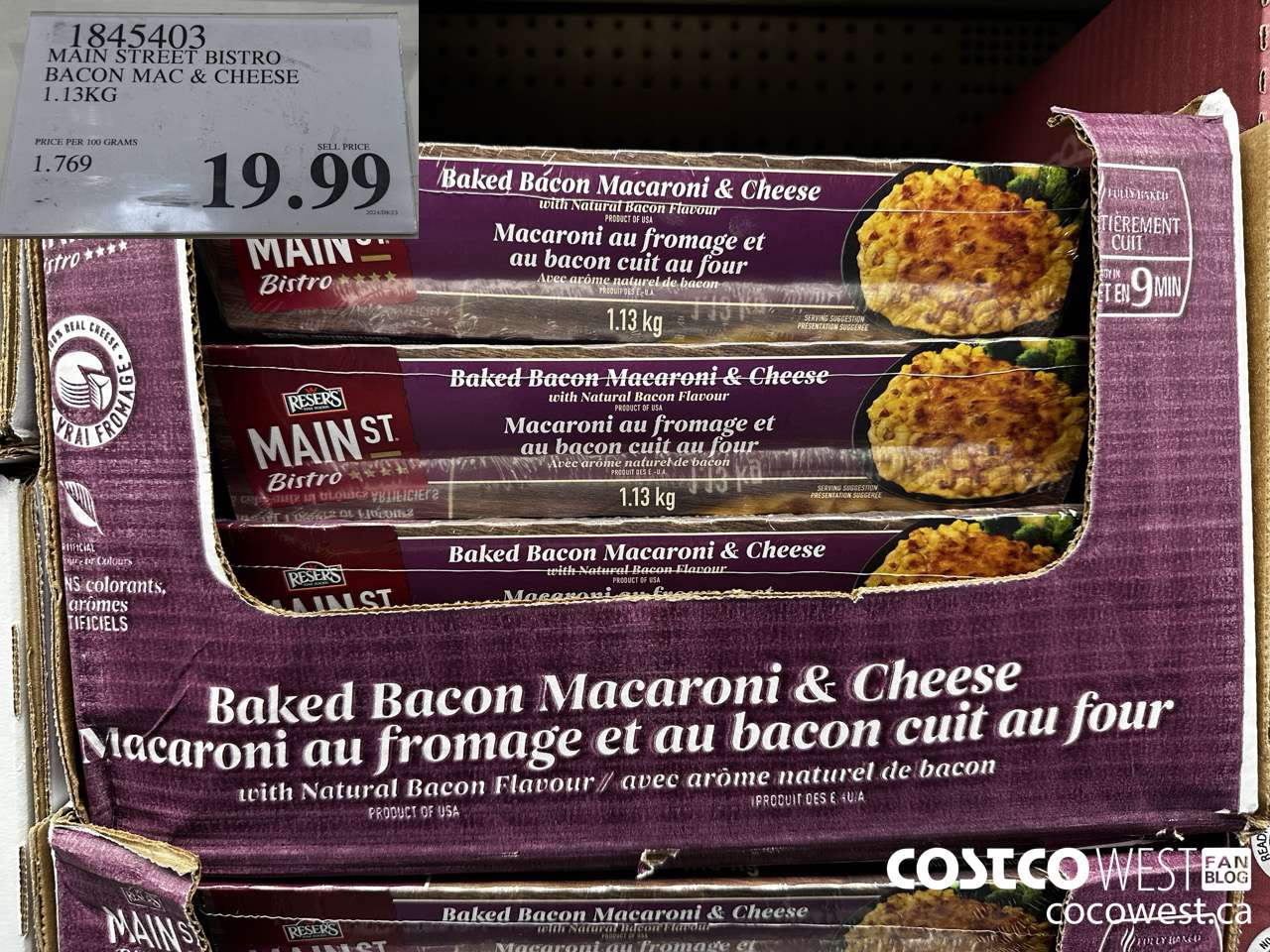 1845403 MAIN STREET BISTRO BACON MAC & CHEESE 1.13KG $19.99