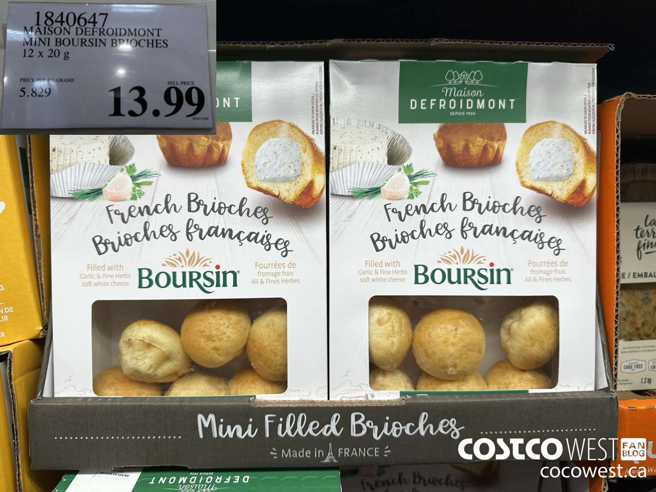 1840647 MAISON DEFROIDMONT MINI BOURSIN BRICHES 12 X 20G $13.99