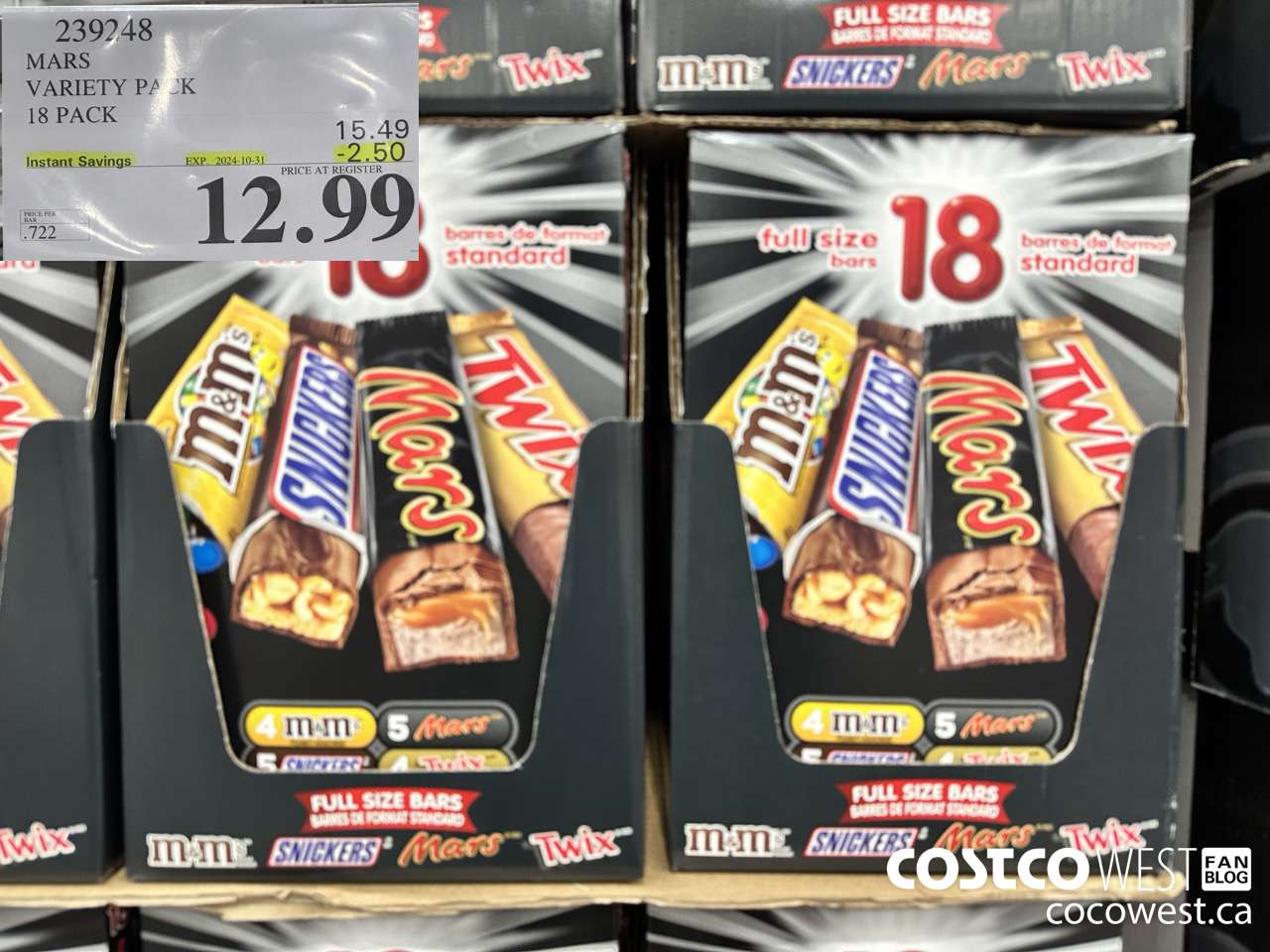 239248 MARS VARIETY PACK 18 PACK ($2.50 INSTANT SAVINGS EXPIRES ON 2024-10-31) $12.99