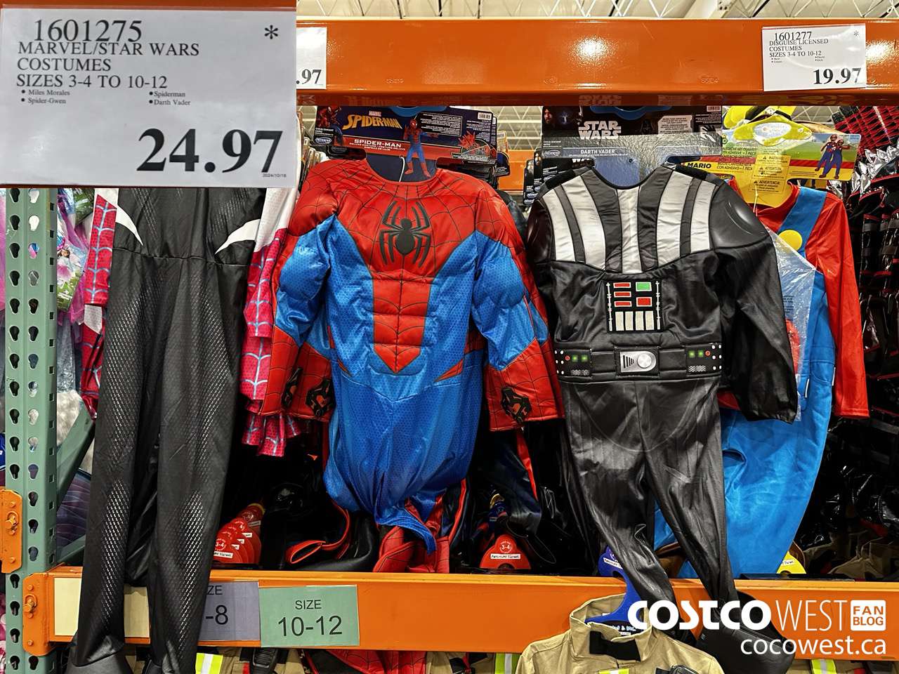 1601275 MARVEL/STAR WARS COSTUMES SIZES 3-4 TO 10-12 $24.97