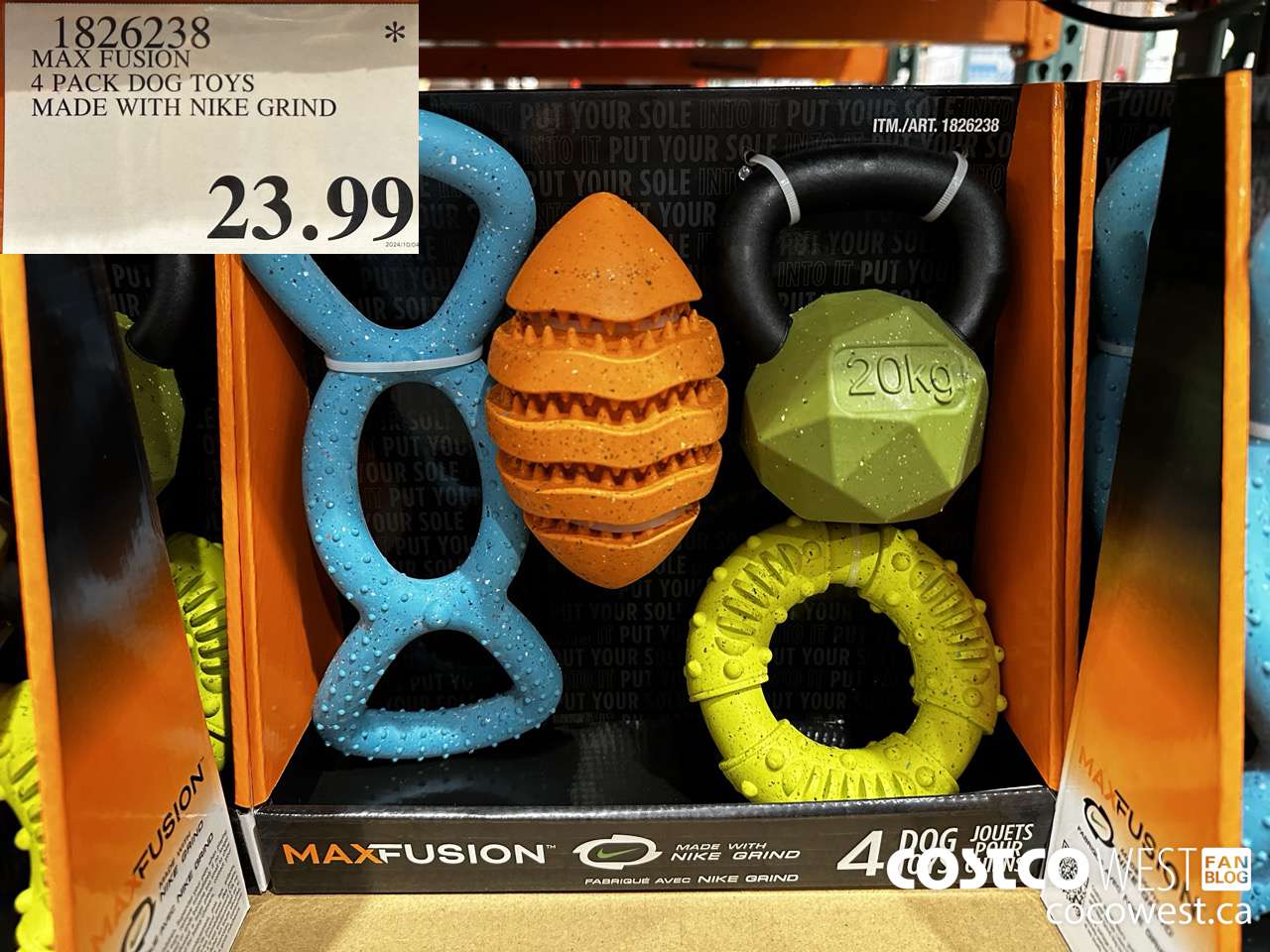 1826238 MAX FUSION 4 PACK DOG TOYS MADE WITH NIKE GRIND $23.99