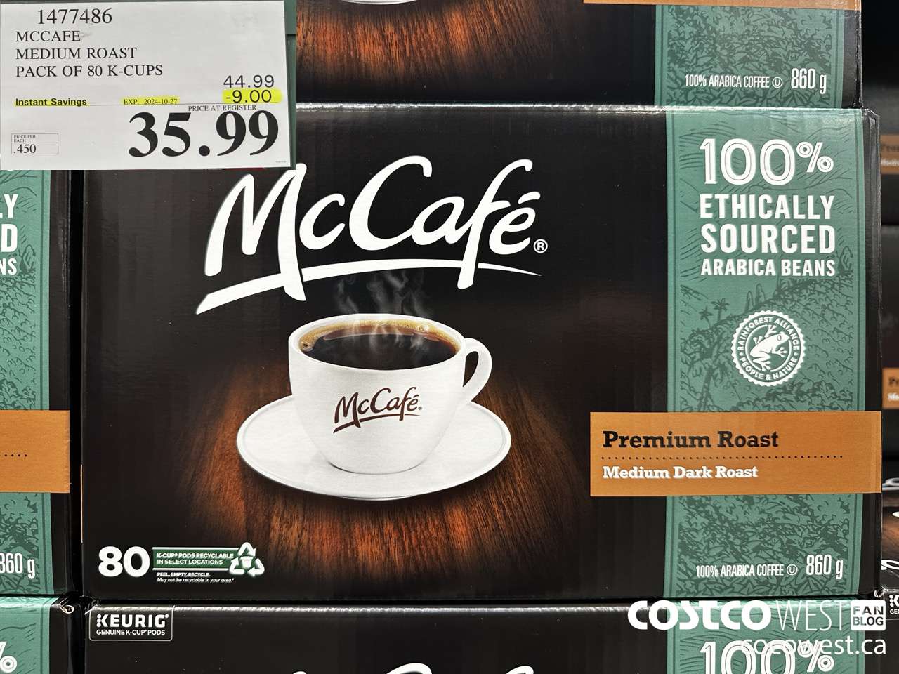 1477486 MCCAFE MEDIUM ROAST K-CUPS 80 COUNT  ($9.00 INSTANT SAVINGS EXPIRES ON 2024-10-27) $35.99