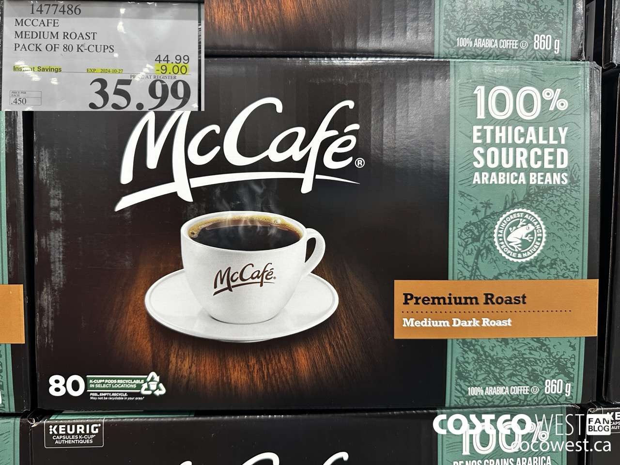 1477486 MCCAFE MEDIUM ROAST K-CUPS 80 COUNT  ($9.00 INSTANT SAVINGS EXPIRES ON 2024-10-27) $35.99