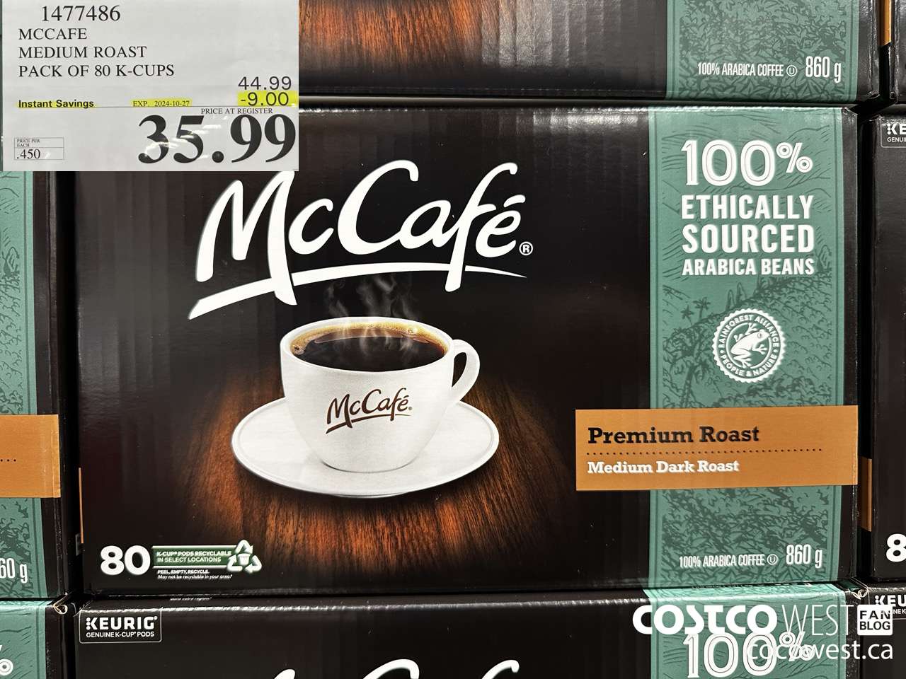 1477486 MCCAFE MEDIUM ROAST K-CUPS 80 COUNT  ($9.00 INSTANT SAVINGS EXPIRES ON 2024-10-27) $35.99