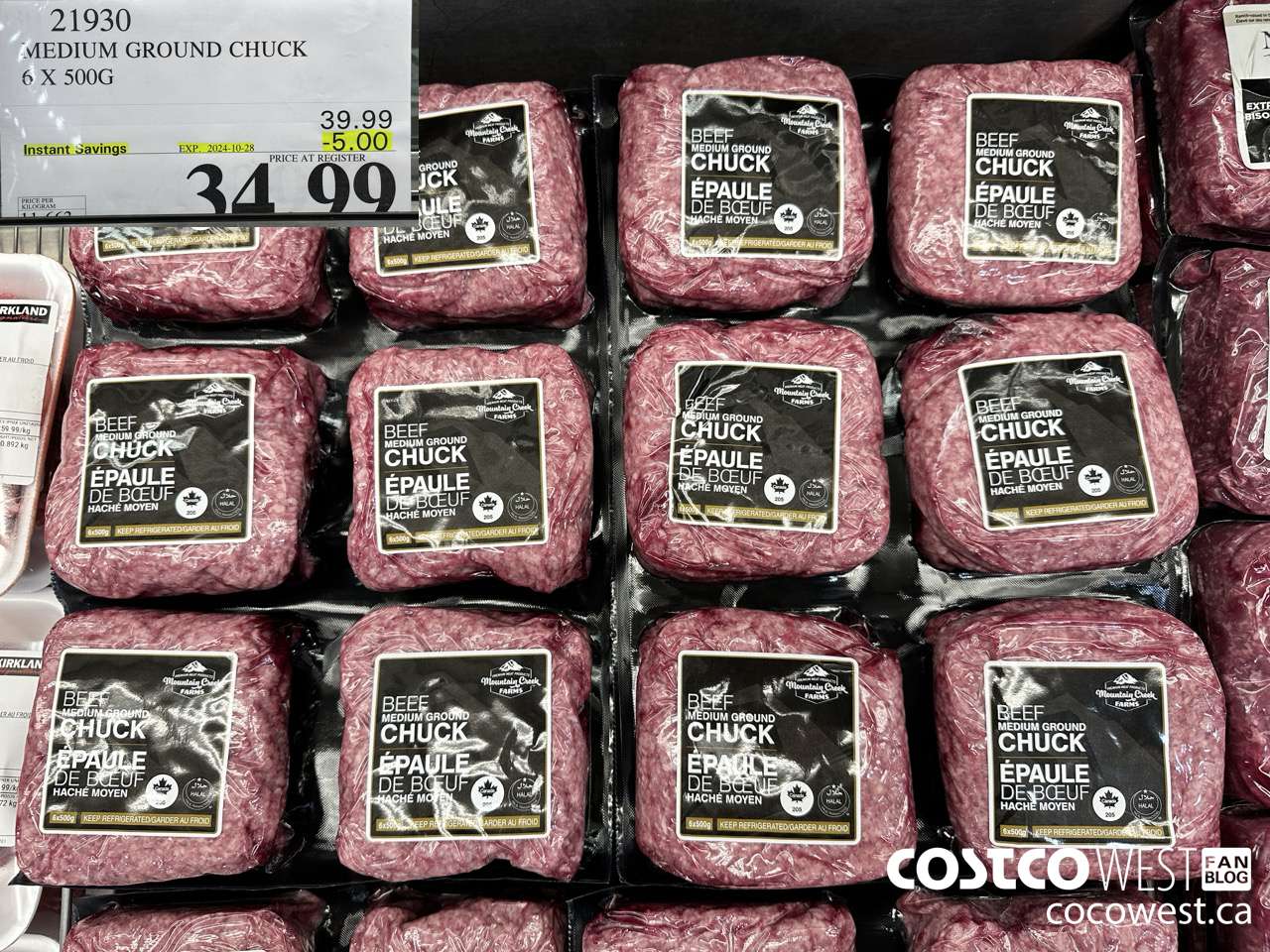 21930 MEDIUM GROUND CHUCK BEEF 6 X 500G ($5.00 INSTANT SAVINGS EXPIRES ON 2024-10-28) $34.99
