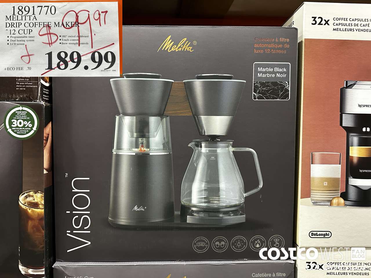 1891770 MELITTA DRIP COFFEE MAKER 12 CUP $99.97