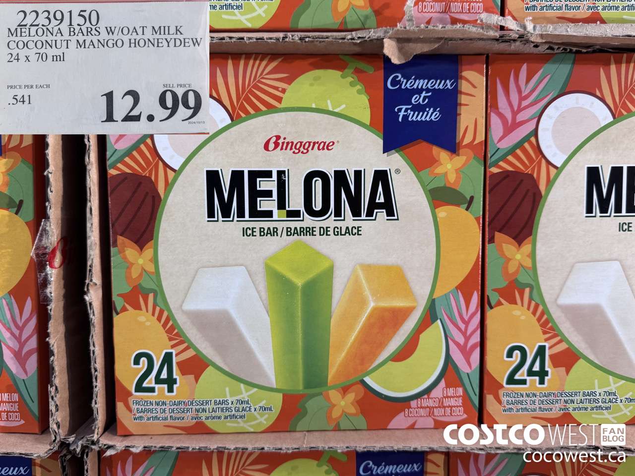 2239150 MELONA BARS W/OAT MILK COCONUT MANGO HONEYDEW 24 X 70ML $12.99