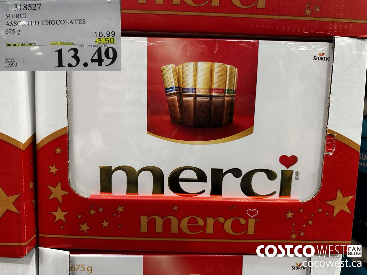 318527 MERCI ASSORTED CHOCOLATES 675 g ($3.50 INSTANT SAVINGS EXPIRES ON 2024-10-06) $13.49